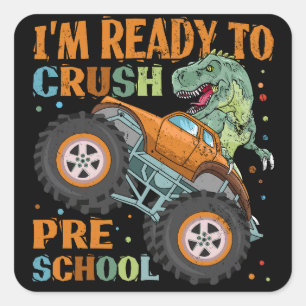 Jag är Redo att krossa Preschool Monster Lastbil Fyrkantigt Klistermärke