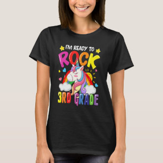 Jag är redo att rocka 3:e klass enhörning regnbåge t shirt
