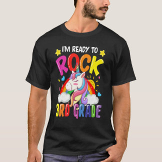 Jag är redo att rocka 3:e klass enhörning regnbåge t shirt