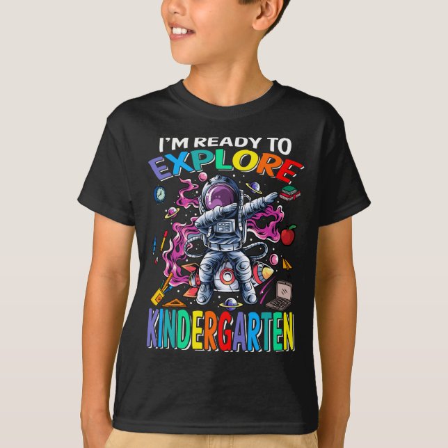 Jag är Redo att utforska Kindergarten Astronaut T Shirt (Framsida)