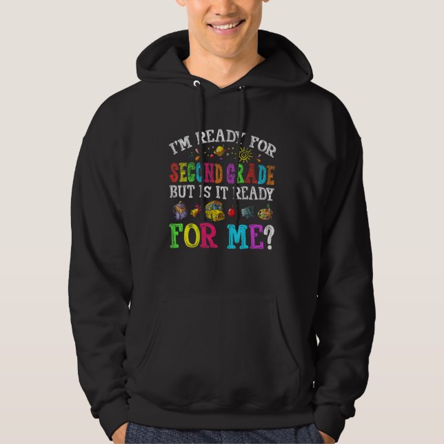 Jag är Redo för andra Klass Back to school boys Gi Hoodie (Framsida)