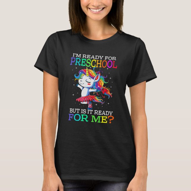 Jag är Redo för Preschool Unicorn T Shirt (Framsida)