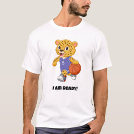 Jag är Redo! Lustigt katt/basketboll T Shirt