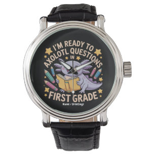 Jag är Redo på Axolotl-frågor först Klass Funny Armbandsur