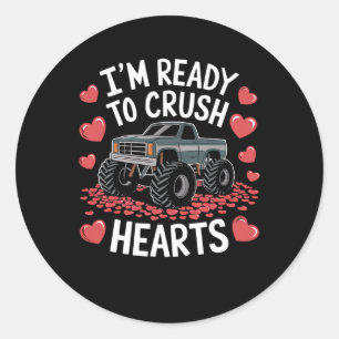 Jag är Redo till Crush Hearts Monster Lastbil Vale Runt Klistermärke