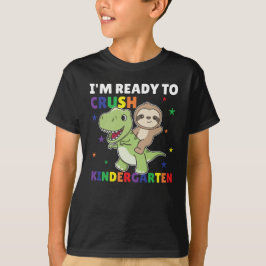 Jag är Redo till Crush Kindergarten Dinosaur Sloth T Shirt