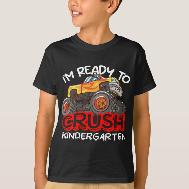Jag är Redo till Crush Kindergarten Lastbil Typogr T Shirt (Framsida)