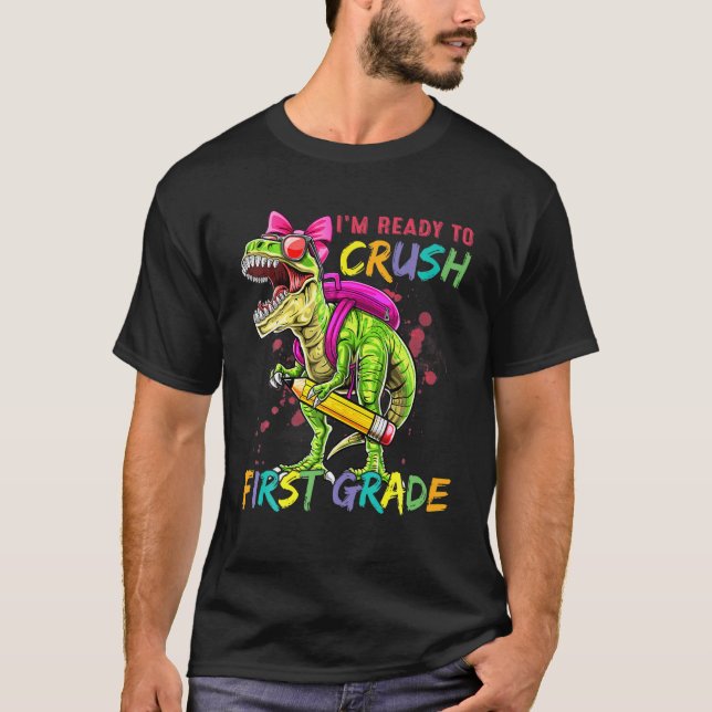 Jag är Redo till Crush Kindergarten T Rex Dino Hol Shirt (Framsida)