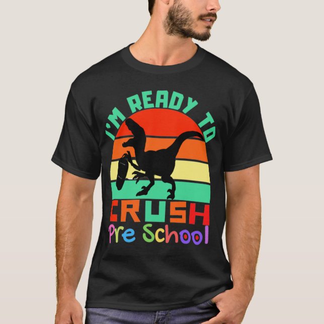 JAG ÄR REDO TILL CRUSH PRESCHOOL - COOLA DINOSAUR T SHIRT (Framsida)