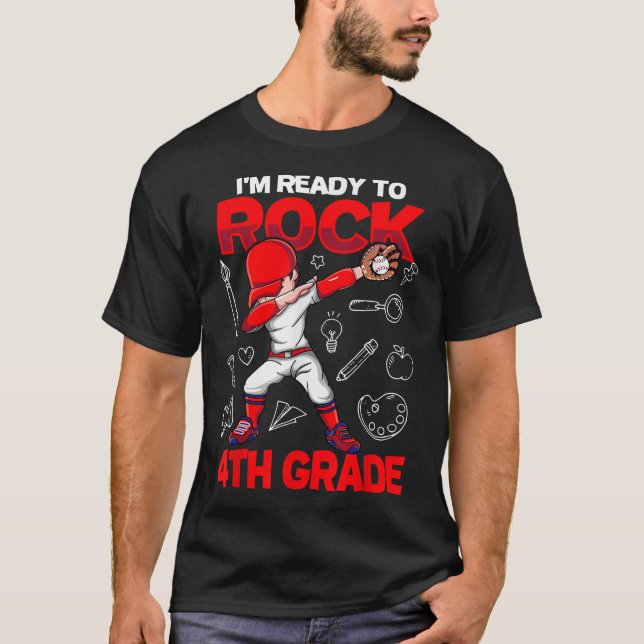 Jag är Redo till Sten 4:e Klass Baseball Boys. T Shirt (Framsida)