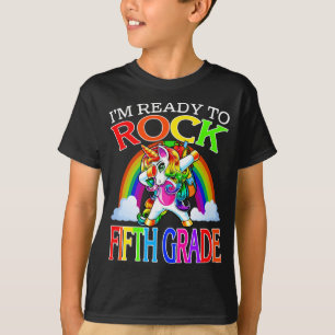 Jag är Redo till Sten Femte Klass Unicorn Rainbow T Shirt