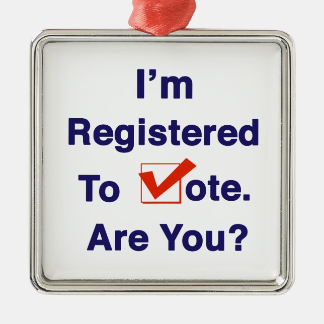 Jag är registrerad för omröstning 2026 julgransprydnad metall (Framsidan)