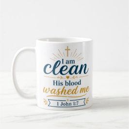 Jag är ren Hans blod tvättade mig Bibelvers meddel Kaffemugg
