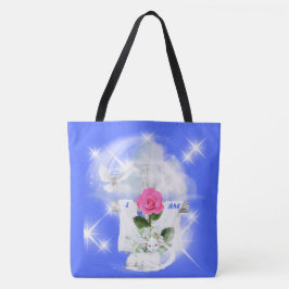 Jag är resurrecensionen Blue Tote Bag Tygkasse