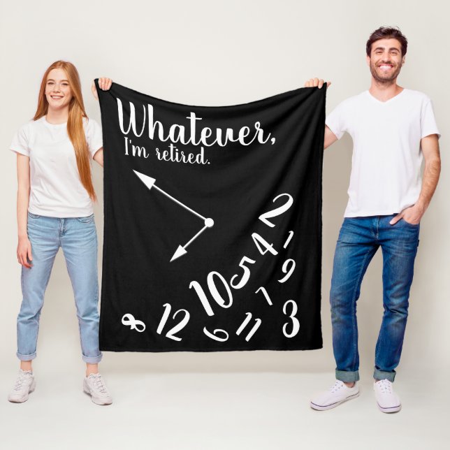 Jag är Retrött på Pension Time Clock Black Fleecefilt (På plats)