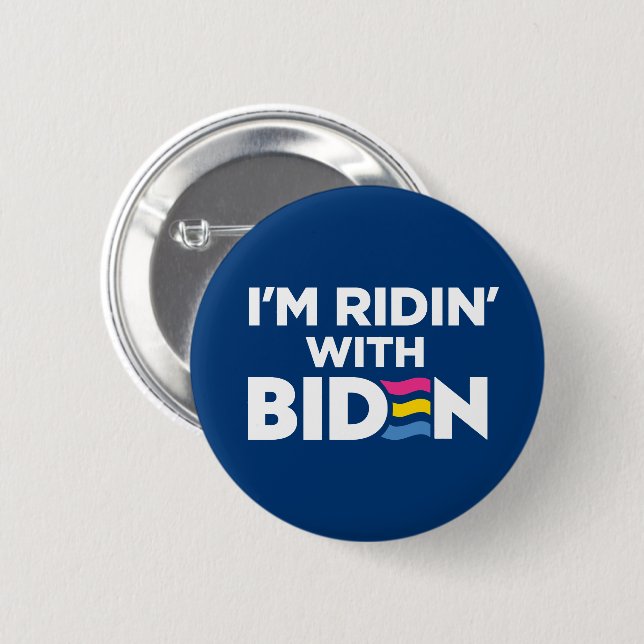 Jag är Ridin med Biden 2024 HBT Pansexual Knapp (Framsida & baksida)