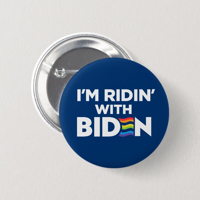 Jag är Ridin med Biden 2024 LGBTQ Knapp (Framsida & baksida)