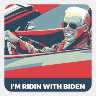 JAG ÄR RIDIN MED BIDEN FYRKANTIGT KLISTERMÄRKE
