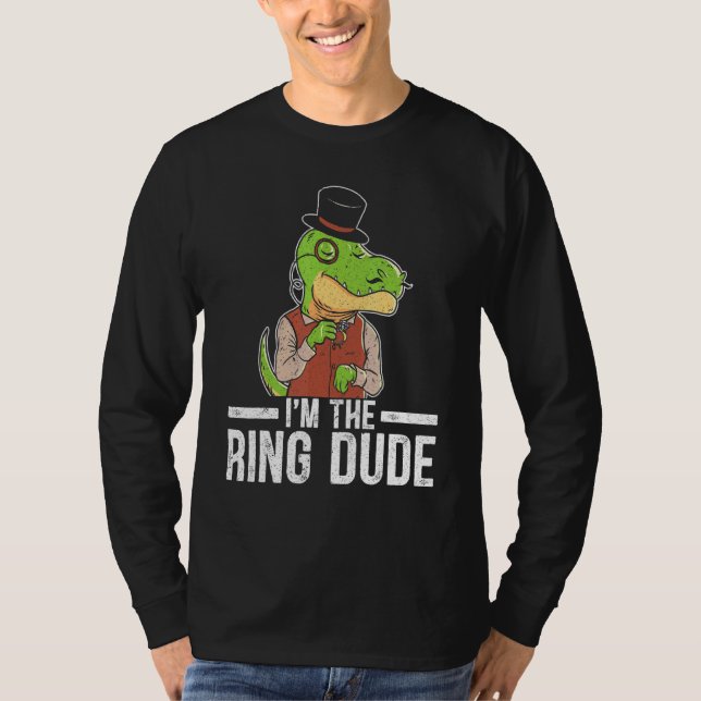 Jag är Ring Pysch Page Boy Bröllop Cotillion T Rex T Shirt (Framsida)