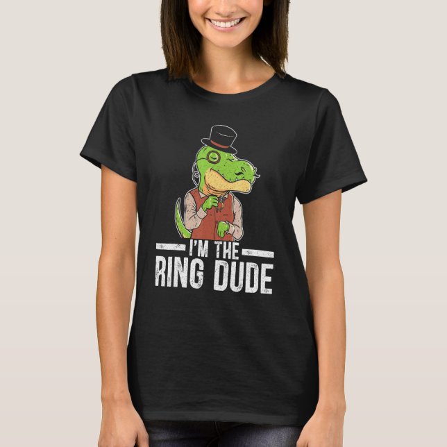 Jag är Ring Pysch Page Boy Bröllop Cotillion T Rex T Shirt (Framsida)
