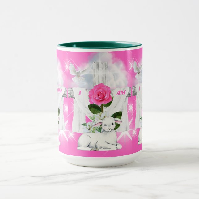 Jag är riserad kaffe Mugg (Center)