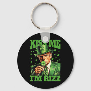 Jag är Rizz Trump St patricks day Irish Lucky Nyckelring