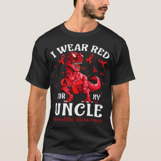 Jag är röd för min UNCLE Vaskulit Awareness Dinos T Shirt