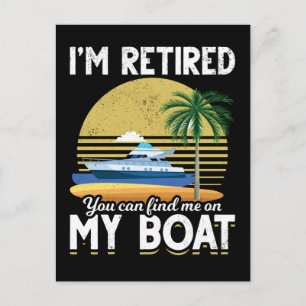 Jag är rolig båt pensionerad pension vykort