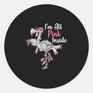 Jag är Rosa Inside Funny Halloween Flamingo Gift Runt Klistermärke