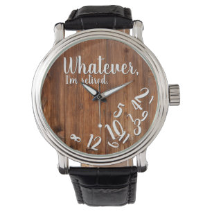 Jag är Rustic Wood Funny Pension Brown Armbandsur