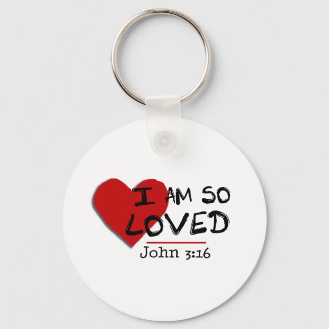 Jag är så älskad John 3:16 Keychain Nyckelring (Framsida)