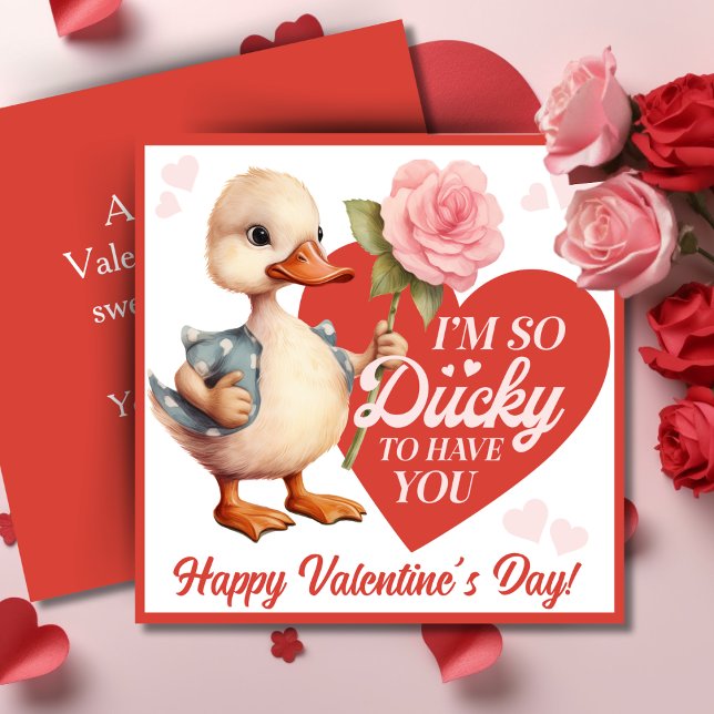 Jag är så besvärlig att ha dig Anpassningsbar Alla Julkort (I'm So Ducky To Have You Custom Valentine's Day Holiday Card. Add your name and a special message!)