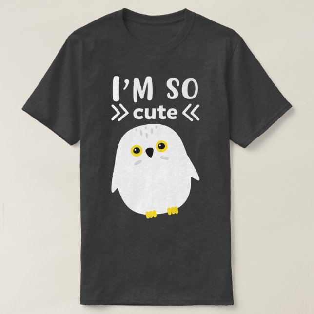 Jag är så Cute White Snö Uggla T Shirt (Design framsida)