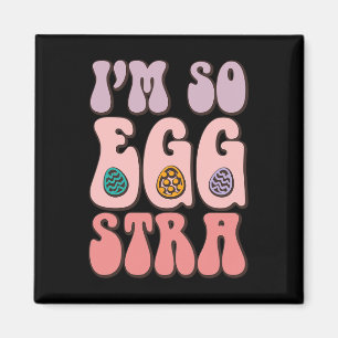 Jag är så Egg-stra Cute Bunny Egg Hunt Retro Groov Magnet