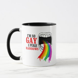 Jag är så gay, jag spycker regnbågar mugg