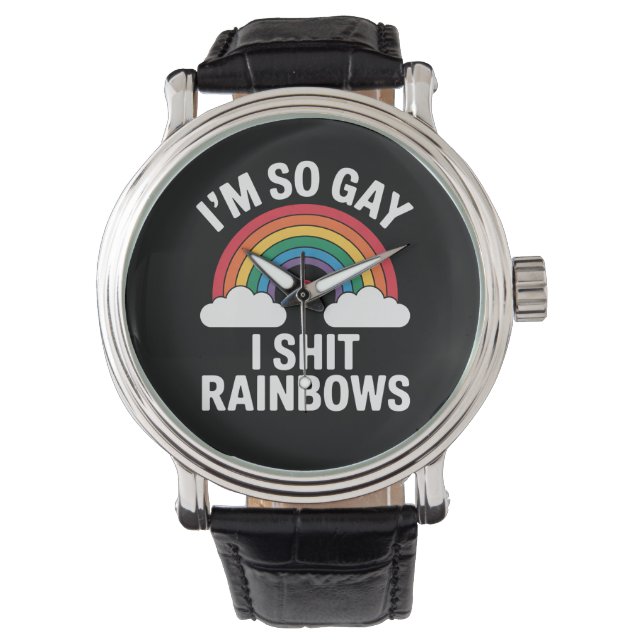 Jag är så Gay Rainbows Funny LGBTQ Pride Ally Armbandsur (Framsida)