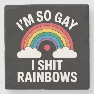 Jag är så gay regnbågar rolig LGBTQ Pride-anhängar Stenunderlägg
