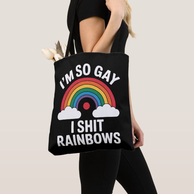 Jag är så gay regnbågar rolig LGBTQ Pride-anhängar Tygkasse (Närbild)