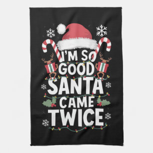 Jag är så snäll julen kom två gånger Santa jul Kökshandduk