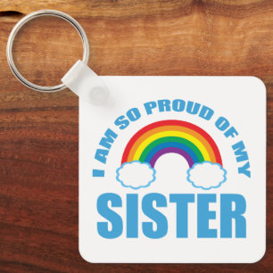 Jag är så stolt över min syster Rainbow Gay pride Nyckelring