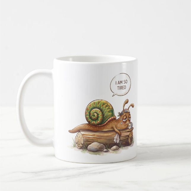 Jag Är Så Trött Rolig Snigelkopp Kaffemugg (Vänster)