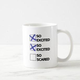 Jag är så upphetsad att jag är så upphetsad kaffemugg