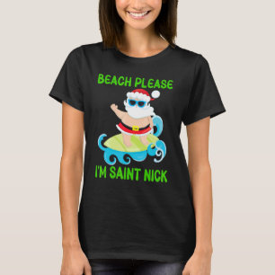 Jag är Saint Nick Santa Surfing Ocean T Shirt