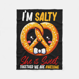 Jag är Salt Hon är Söt Pretzel Tillsammans Är Unde Fleecefilt