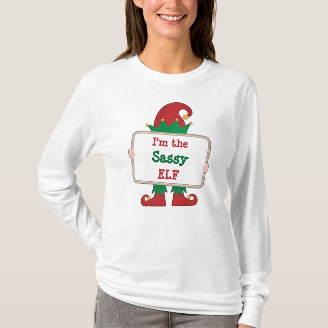 Jag är Sassy Elf | Personlig Jul Elf T Shirt (Framsida)
