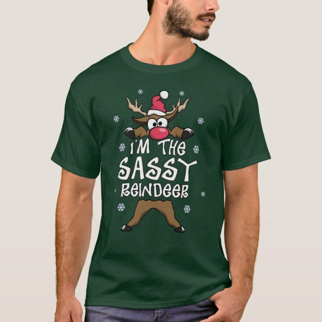 Jag är Sassy Reindeer-familjens jul Pajama Top T Shirt (Framsida)