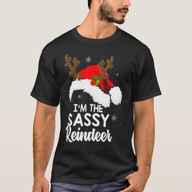Jag är Sassy Reindeer jul Pajamas Family X T Shirt (Framsida)