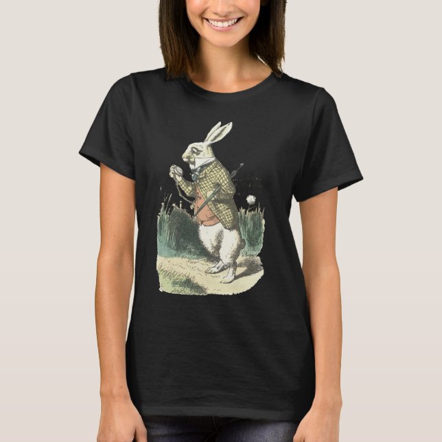 Jag är sen!Alice i Wonderland White Rabbit T Shirt (Framsida)