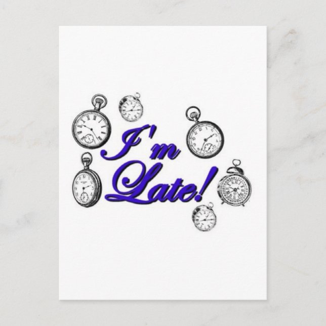 Jag är sen! Jag är sen! Vykort (Framsida)