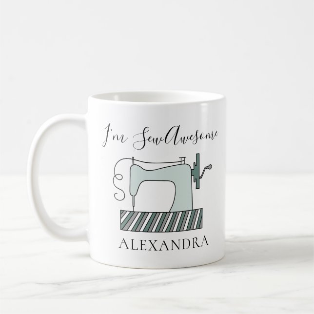 Jag är Sew Fantastisk Sewing Maskin Stitcher Namn Kaffemugg (Vänster)